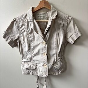 Aeropostale Y2K Button Up Short Sleeve Top with Tieback Waist